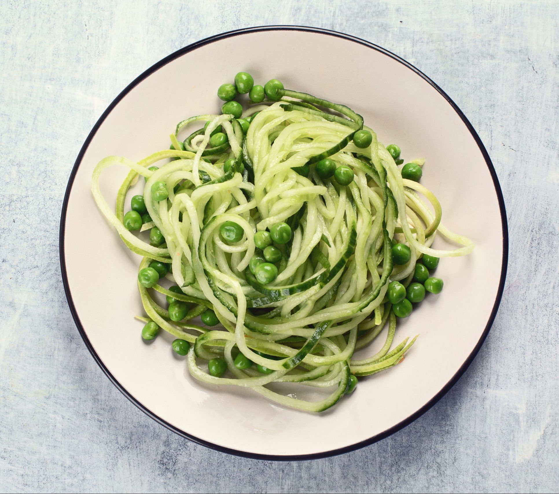 Creamy Zucchini Spaghetti with Peas