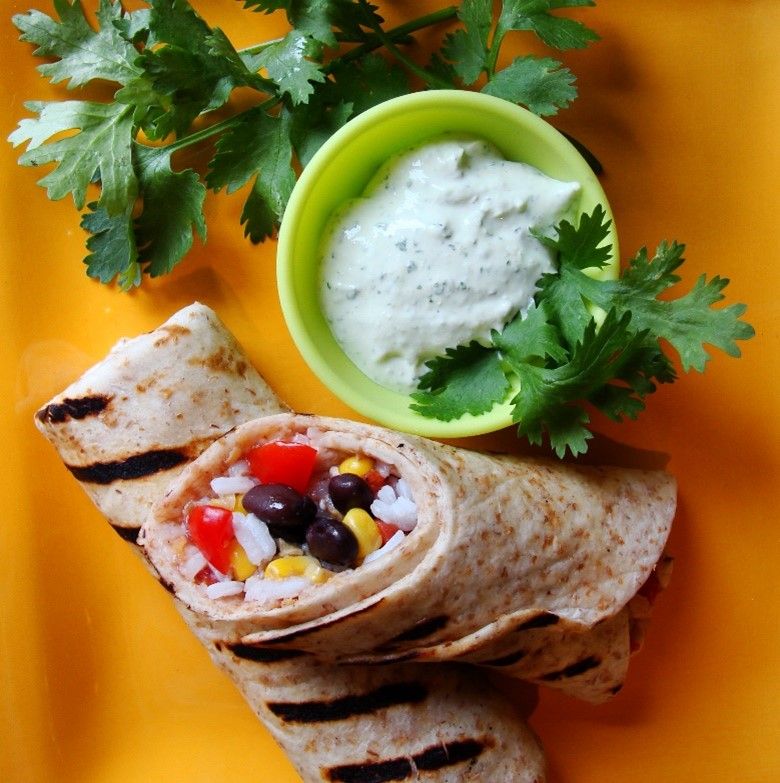 Grilled Burritos with Salsa Crema
